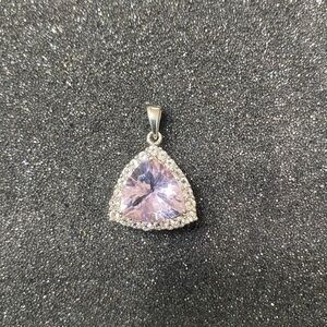 JTV 5.62 CTW, white topaz and amethyst ￼ sterling silver rhodium plated pendant